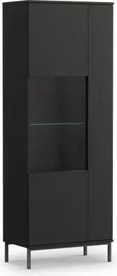 Produktbild von Beautysofa Vitrine Querty mit Glaselemente, 2x Scharniertüren auf Spanplatte und Glas, inklusive Einlegeböden, Standvitrine, Schrank (Farbe: Schwarz)