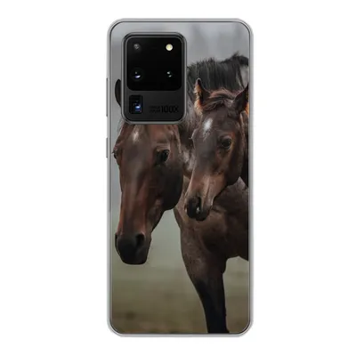 Produktbild von MuchoWow® Handyhülle Schutzhülle Hülle für Samsung Galaxy S20 Ultra Pferde - Nebel - Landschaft Silikon Softcase Handy Hülle - Karteninhaber