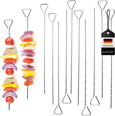 Image de bremermann Brochettes pour grillades Set de 12 pièces en acier inoxydable env. 29,5 cm - brochettes chachlyk