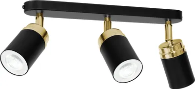 Produktbild von Deckenstrahler Wohnzimmer in Schwarz  Gold 3-flammig GU10 verstellbar Modern Metall Deckenspot EVIE