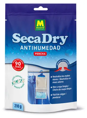 Produktbild von Luftentfeuchter zum Aufhängen, Secadry: Absorbiert Feuchtigkeit und schützt Kleidung – Massó