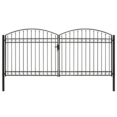 Immagine prodotto di Cancello per recinzione a doppia anta ad arco in acciaio 400 x 200 cm nero