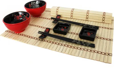 Produktbild von 10tlg. Essservice Set Schüssel Besteckbänkchen Platzmatte Essstäbchen