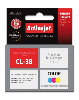 Produktbild von Wkład atramentowy Activejet AC-38R (zamiennik Canon CL-38; Premium; 12 ml; kolorowy)