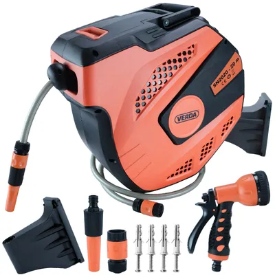 Produktbild von Schlauchtrommel Wand-Schlauchbox 20M+2M 1/2", 180° Automatik Garten Wasserschlauchaufroller Schlauchtrommel Automatik SN2020