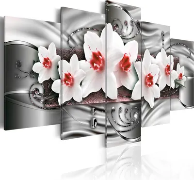 Produktbild von Leinwandbilder 200x100 cm b-A-0189-b-o Vlies Leinwandbild 5 tlg Kunstdruck modern Wandbilder XXL Wanddekoration Design Wand Bild ABSTRAKT BLUMEN ORNAMENT