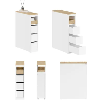Produktbild von SoBuy Badunterschrank Aufbewahrungsmöbel Weiß skandinavisches Design BZR54-K-W