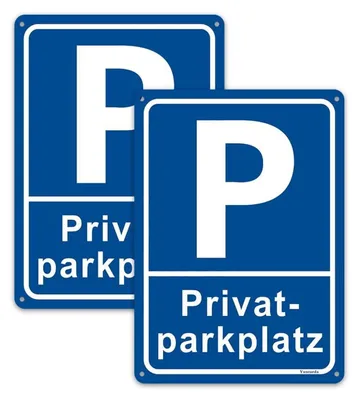 Immagine prodotto di Set di 2 cartelli per parcheggio privato, dimensioni 30 x 20 cm, in alluminio, resistenti alle intemperie