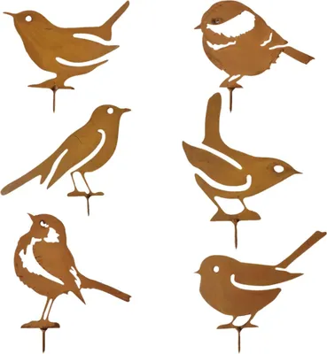 Produktbild von 6 alte Garten-Tier-Bronzen für Vögel - Retro-Kunst für Außen-Garten-Dekoration
