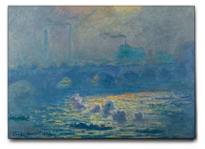 Produktbild von Giallobus - Waterloo-Brücke - Claude Monet - 70L x 50B cm - Bild - Leinwand mit Standardrahmen