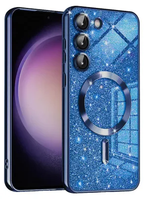 Produktbild von Techsuit Luxury Glitter Back Cover Hülle mit MagSafe für Samsung Galaxy S23 - Dunkelblau