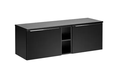 Productafbeelding van Onderkast voor wastafel, 5-delig, AKAN, 140 cm, mat zwart, variant A, inclusief wastafel