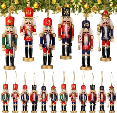 Produktbild von Weihnachtlicher Nussknacker aus Holz Deko-Figur zum Aufhängen 12 cm