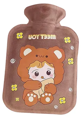 Produktbild von Wärmflasche mit Bezug für den Winter - 500 ml Plüsch-Wärmflasche, Heizkissen und tragbarer Bettwärmer