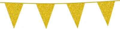 Produktbild von Glitzer-Wimpelkette in Gold, 6 Meter lang, Wimpelgröße ca. 16 x 20 cm