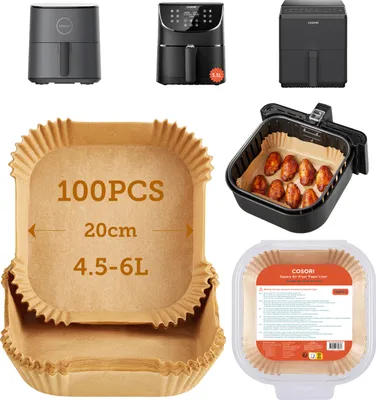 Produktbild von Cosori Backpapier für Heißluftfritteuse 4,5-6L, 100 Stück, 20cm, Airfryer, Ungebleichte & antihaftbeschichtete, Dampfgarer, Öl- und wasserdicht