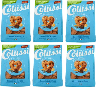 Produktbild von 6x Colussi Biscotti Frollino con Cioccolato in Pezzi Butterkekse mit Schokoladenstückchen Kekse Biscuits 300g
