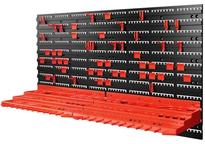 Immagine prodotto di MONZANA® Pannello Preforato Portautensili 54 pz. 95x54cm Box Impilabili Parete Attrezzata Officina Organizer Ampliabile Garage Pannello Porta Attrezzi Parete Pannelli Resistenti Sistema Organizzato