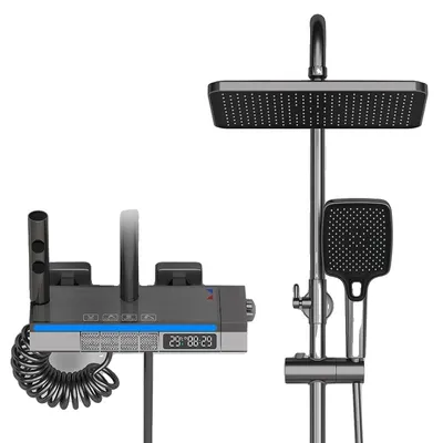 Produktbild von Duscharmatur Set, Thermostatsteuerung, Höhenverstellbar, Grau