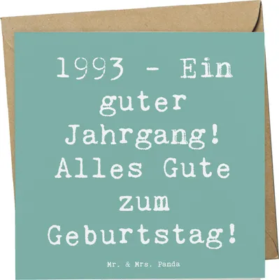 Produktbild von Mr. & Mrs. Panda faltkarte Spruch 1993 Geburtstag - Meeresbrise - Geschenk, Ein guter Jahrgang, Happy Birthday, anlasskarte, Alter, Glückwunsch, handgefertigt, Klappkarte