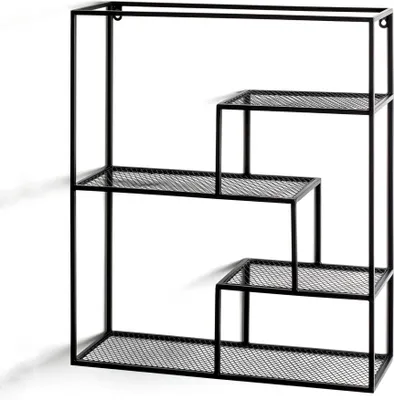Produktbild von HAKU Wandregal schwarz - Metall, B/H/T: 50x60x18 cm