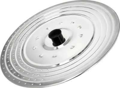Immagine prodotto di Coperchio multiuso in acciaio inox Ø 32 cm. Utilizza un coperchio paraspruzzi e un cestello di sgrondo. Coperchio regolabile, varie dimensioni