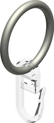 Produktbild von Interdeco Gardinenringe / Rundringe mit Faltenhaken für Gardinenstangen mit 16 mm Ø Chrom matt, Pack. 10 Stück