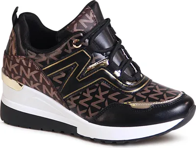 Produktbild von topschuhe24 2503 Damen Keilabsatz Sneaker Print Halbschuhe, Farbe:Schwarz, Größe:40 EU
