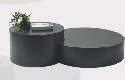 Produktbild von Modernes Schwarzes Couchtisch-Set Designer Rund Kaffeetisch Beistelltisch