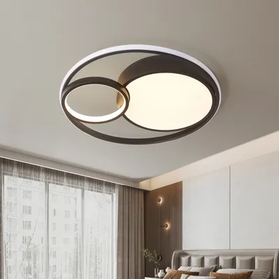 Produktbild von Style home LED Deckenleuchte Deckenlampe 55W Ø50x8.5cm dimmbar mit Fernbedienung, Leuchte für Wohnzimmer Schlafzimmer Büro, Schwarz