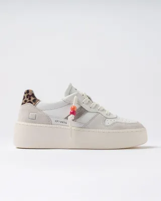 Zdjęcie produktu dla Buty sportowe damskie, model w441-cp-vc-wd, styl court, platforma, kolor biały, wzór leopard
