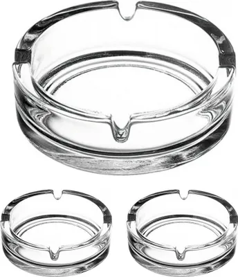 Produktbild von RHP Glas Aschenbecher | Spülmaschinengeeignet | Transparenter Glasaschenbecher, ideal für draußen & drinnen | 10,5 cm Durchmesser, 3 cm hoch 3 Stk.