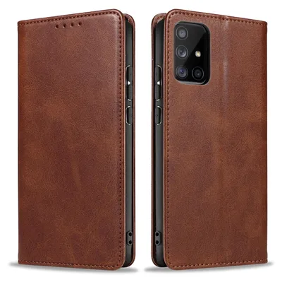 Produktbild von Handyhülle für Samsung Galaxy A51 Kunstleder Flip Cover Hülle Klapphülle Case Kartenfach Farbe: Dunkelbraun