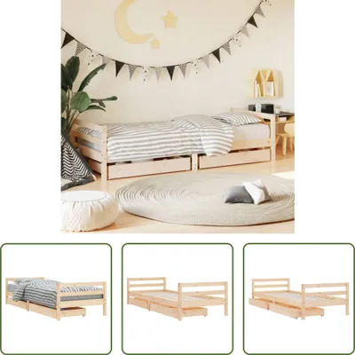 Produktbild von The Living Store Kinderbett mit Schubladen 90x190 cm Massivholz Kiefer