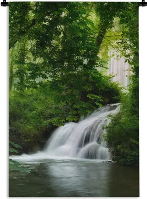 Produktbild von MuchoWow® Wandteppich Wandbehang Wasserfall - Natur - Grün 60x90 cm Tapisserie Dekoration Wandtuch - Foto-Teppich - Abwaschbar