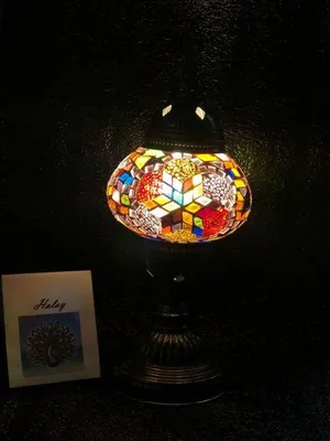 Immagine prodotto di Lampada d'atmosfera turca fatta a mano con lampada da notte a mosaico colorata Lampada da tavolo orientale da favola