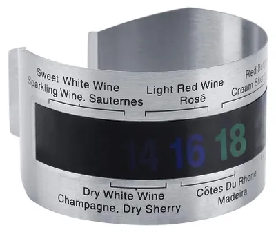 Image de Thermomètres numériques pour vin : affichage de la température LCD avec bracelet, pour bouteilles de vin et de bière, couleur noire