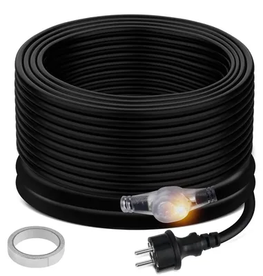 Heizkabel mit Thermostat, 8 m, schwarz