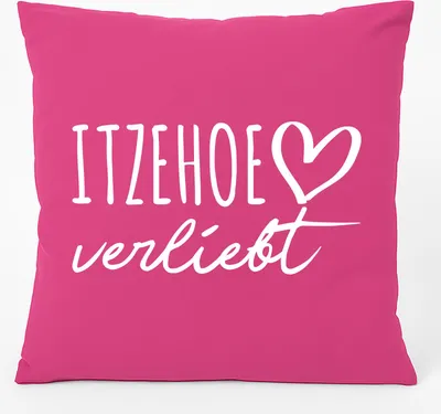 Produktbild von Huuraa Kissen Itzehoe verliebt 40x40cm mit Füllung Fuchsia Baumwolle Dekokissen Geschenkidee