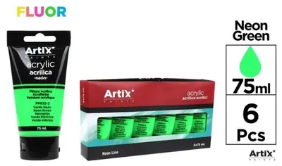 Obrázok produktu pre Fluorescenčná zelená akrylová farba, 75 ml – 6 kusov