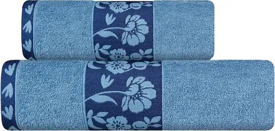 Produktbild von Handtuch, Baumwollhandtuch mit Blumenmuster Flora 70x140 Blau