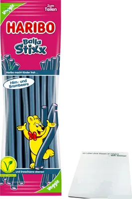 Produktbild von Haribo Balla Stixx Veggie Him- und Brombeere (200g Packung) + usy Block