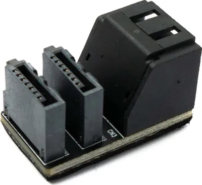 Produktbild von SATA Adapter 2x 7Pin Buchse zu 2x Stecker Kabel 90° für Mainboard SSD HDD