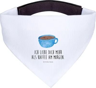 Produktbild von Mr. & Mrs. Panda Hundehalstuch Kaffee Tasse - Weiß - Geschenk, Genuss, Halstuch Hund, Glücklich, Liebe, Lustige Sprüche, Für Hunde, Hunde-Bandana, Tuch, Geschmack