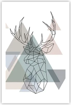 Produktbild von Poster - Poster ohne Rahmen - Hirsch Abstraktion - 61x91,5 cm - Wand Bild - Wanddeko - Wandbilder - Kunstposter - Wandposter - Bilder - Kunstdruck - Wanddekoration - Wandbild - P2XPA61x91-3909