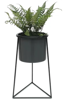 Produktbild von DanDiBo Blumenhocker mit Topf Metall Schwarz S 25 cm Blumenständer 96052 Blumensäule Modern Pflanzenständer Pflanzenhocker