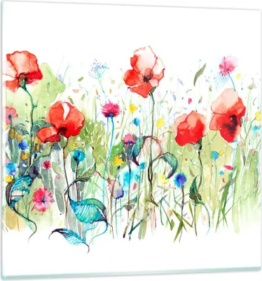 Produktbild von Bilder auf glas - Blumen Wiese Blatt Natur - 70x70cm - Glasbilder - Wandbilder - Kunstdruck - zum Aufhängen bereit - Wanddekoration aus Glas - Glas Bilder - Wandbild auf Glas - GAC70x70-3076
