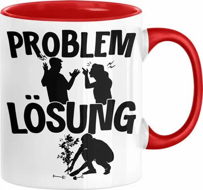 Produktbild von Gärtner Tasse Geschenk für Hobbygärtner Landschaftsgärtner Männer Geschenkidee Problem und Lösung Gartenarbeit (Rot)