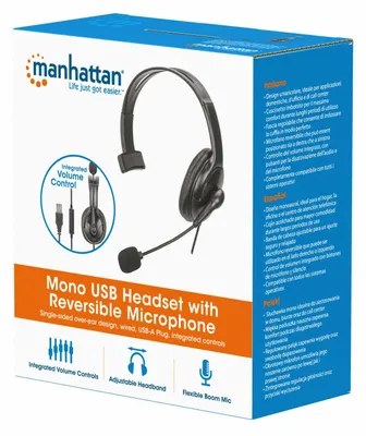 Immagine prodotto di Manhattan 180849 MANHATTAN Mono USB-Headset links / rechts tragbar 2m Kabel