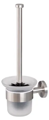 Produktbild von bremermann Bad-Serie PIAZZA - WC-Garnitur mit Wandhalterung, aus satiniertem Glas & Edelstahl, matt